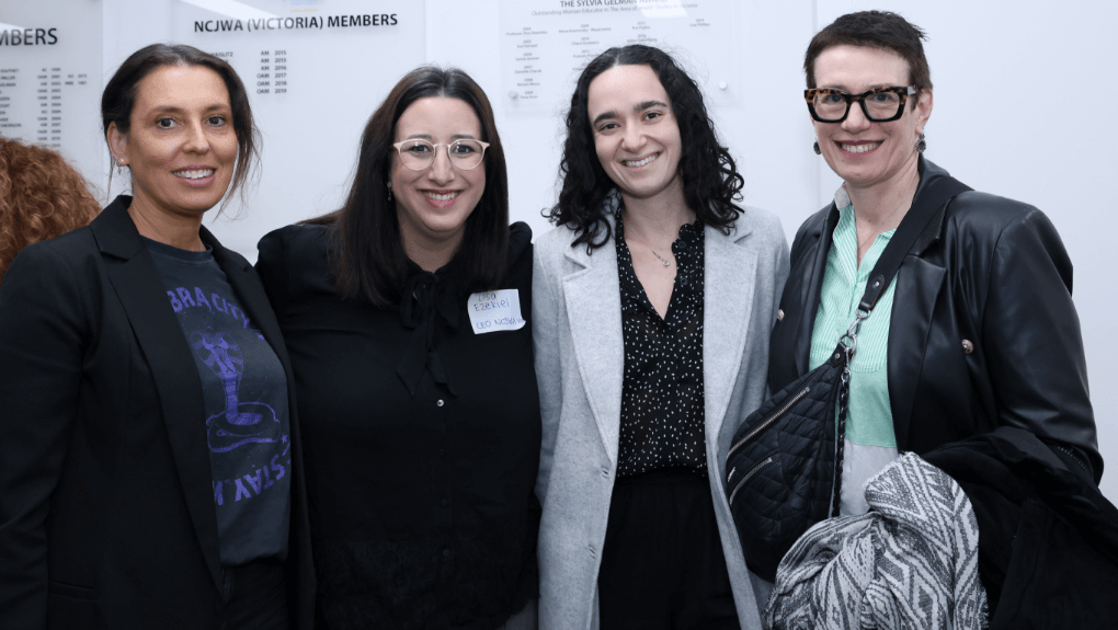 From left: Kylie Appel from JAQ, Lisa Ezekiel, NCJWA Vic CEO, Rebecca Adler from Australian Jewish Funders and Rachel Chrapot, 
CEO of Kadimah.
